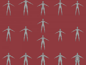 16 female characters uv same mesh 3D Модель