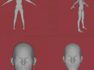 16 female characters uv same mesh 3D Model