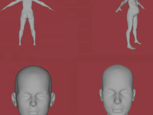 16 female characters uv same mesh 3D Model
