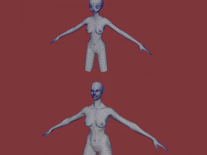 16 female characters uv same mesh 3D Model