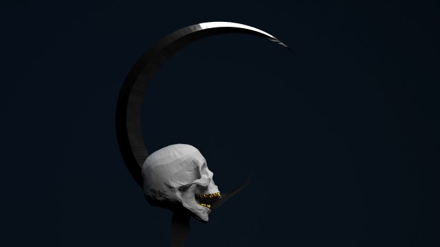sickle with skull 3D 모델 .c4d .max .obj .3ds .fbx .stl .blend 