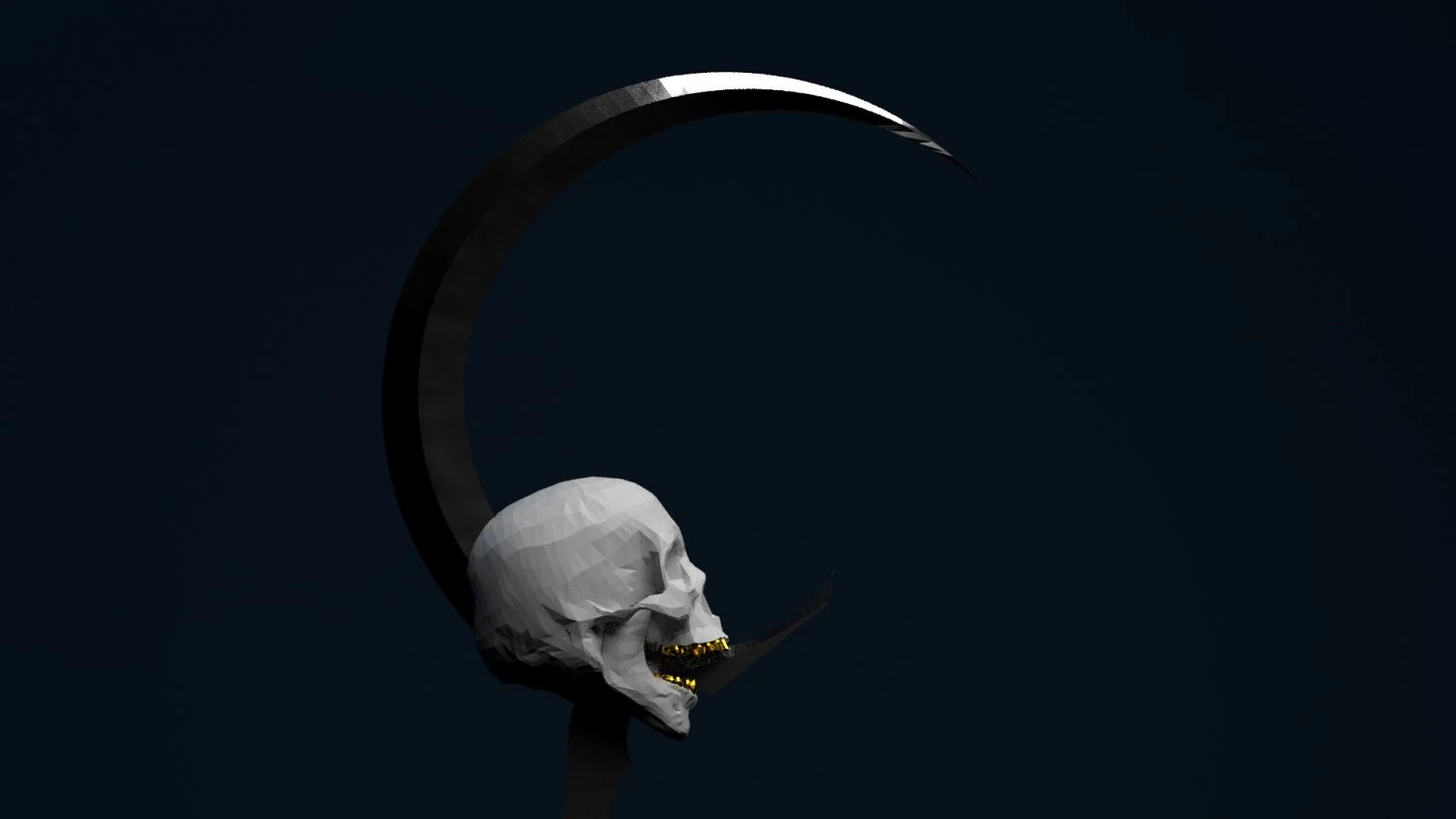 sickle with skull 3D Model .c4d .max .obj .3ds .fbx .stl .blend 