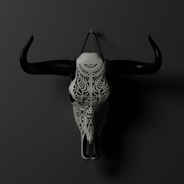 skull of a bull 3D Model .c4d .max .obj .3ds .fbx .stl .blend 