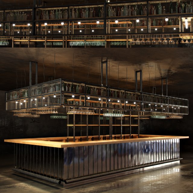 bar counter 3D Model .c4d .max .obj .3ds .fbx .stl .blend