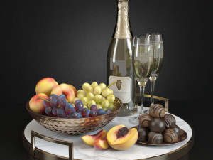 champagne and fruit 3D Model
