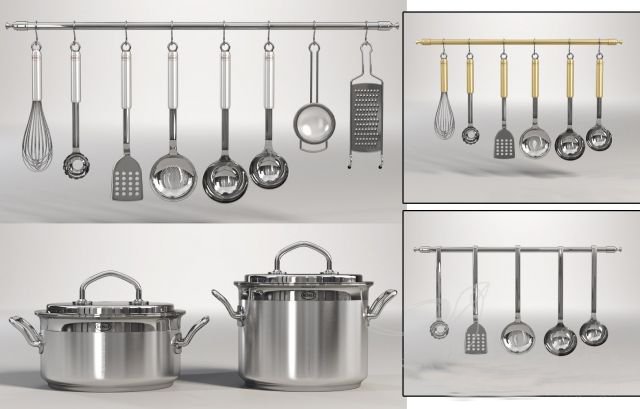 utensils and pots Model 3D .c4d .max .obj .3ds .fbx .stl .blend 