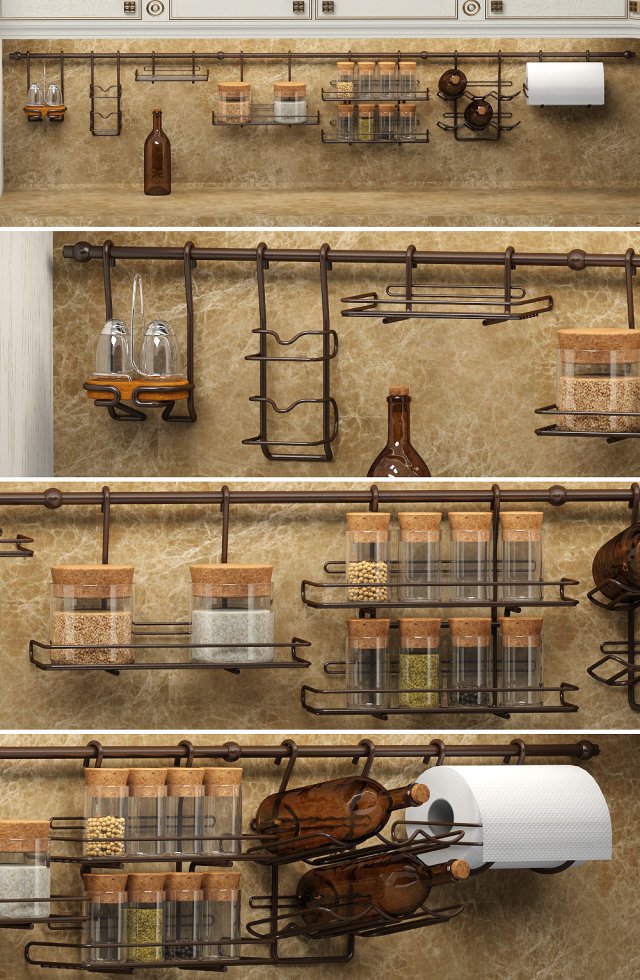 kitchen railing Model 3D .c4d .max .obj .3ds .fbx .stl .blend 