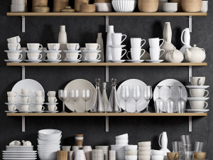 kitchen shelf with utensils 3D Модель