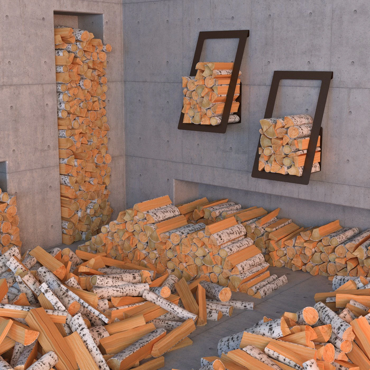 firewood 3D Model .c4d .max .obj .3ds .fbx .stl .blend 