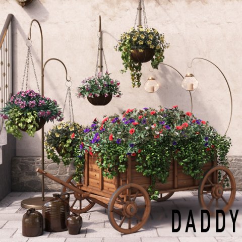 flower trolley 3D-Modell .c4d .max .obj .3ds .fbx .stl .blend 