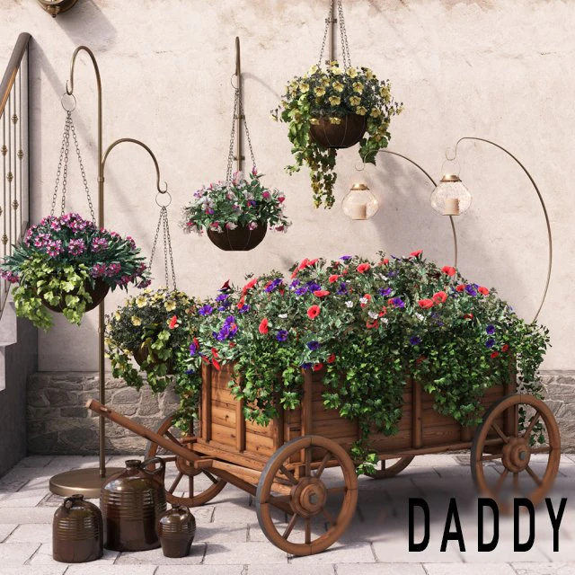 flower trolley 3D Model .c4d .max .obj .3ds .fbx .stl .blend 