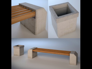 bench and urn 3D Model