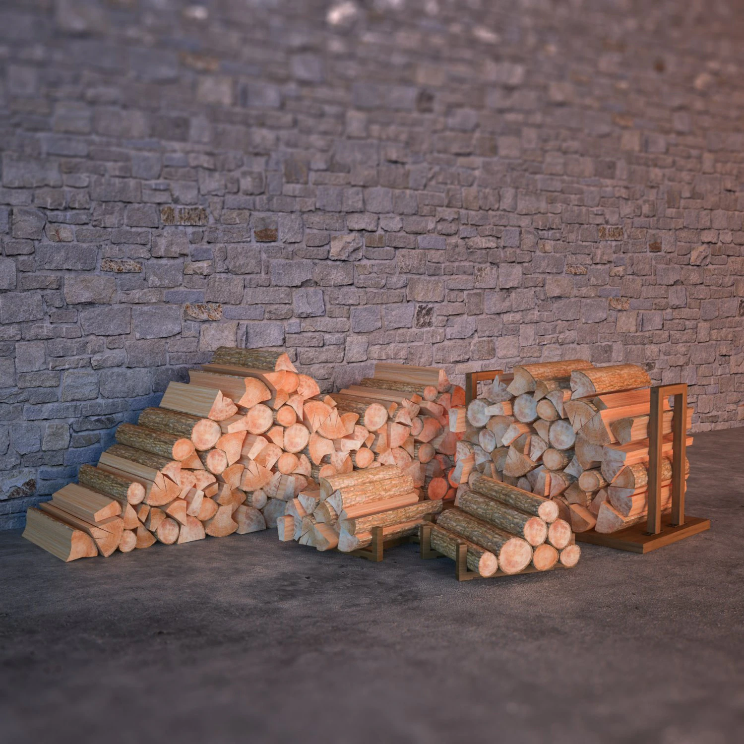 firewood 3D Model .c4d .max .obj .3ds .fbx .stl .blend 