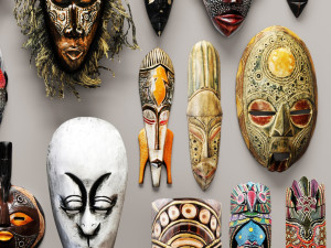 african masks Modello 3D