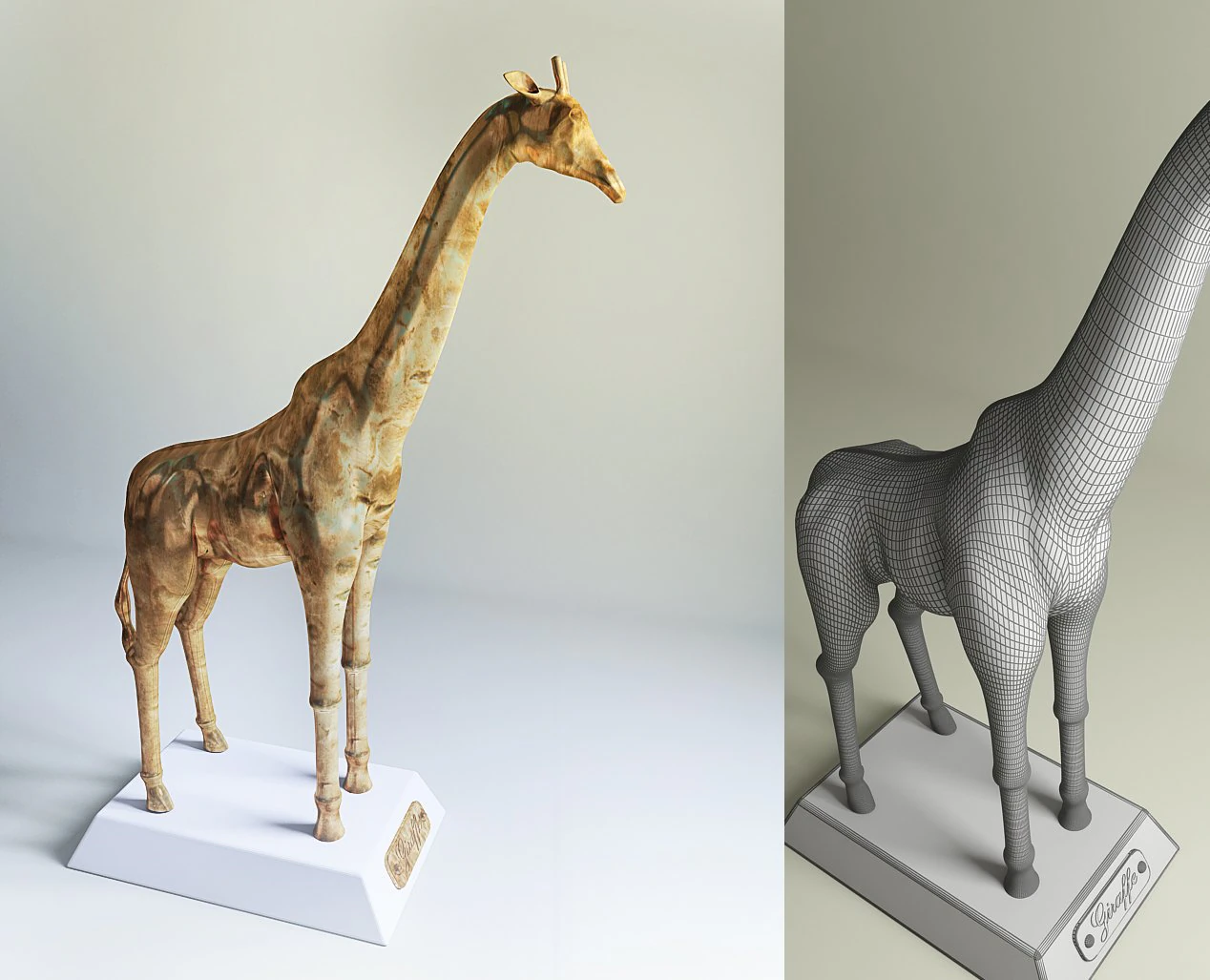 giraffe figurine 3D Model .c4d .max .obj .3ds .fbx .stl .blend