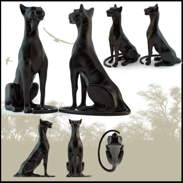 cat figurine 3D Модель .c4d .max .obj .3ds .fbx .stl .blend 