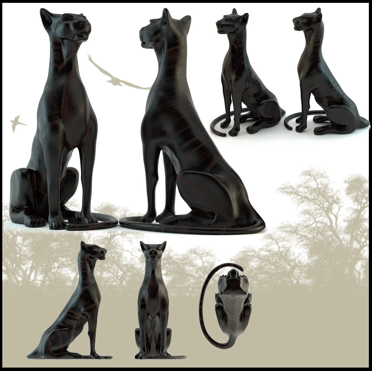 cat figurine 3D Model .c4d .max .obj .3ds .fbx .stl .blend