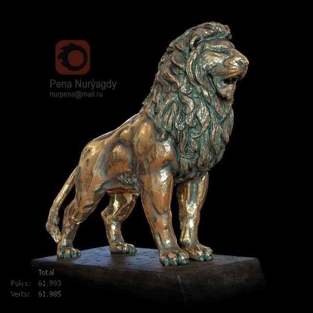 figurine of a lion Modelo 3D .c4d .max .obj .3ds .fbx .stl .blend