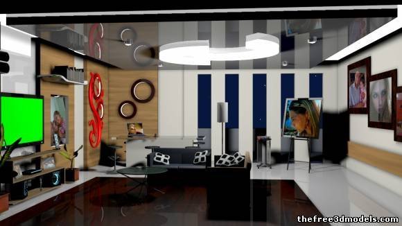 living room 3D Model .c4d .max .obj .3ds .fbx .stl .blend 