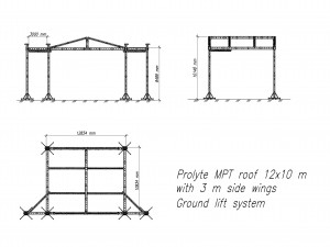 prolyte mpt 12x10 roof with side wings 3m Modelo 3D