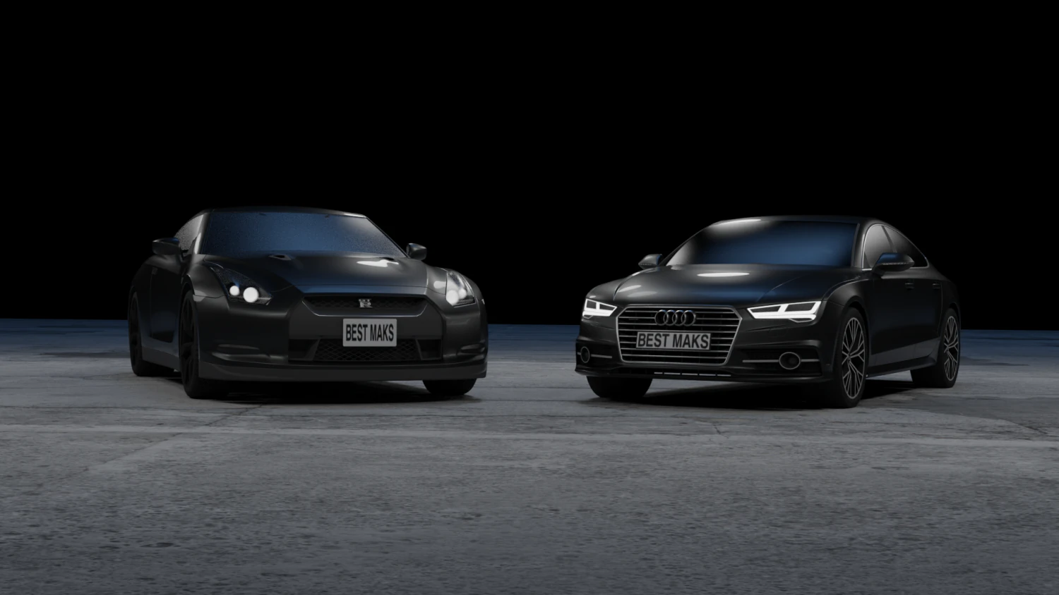audi and nissan gtr 3D Model .c4d .max .obj .3ds .fbx .stl .blend 
