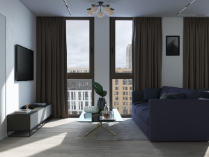 living room with kitchen Modelo 3D