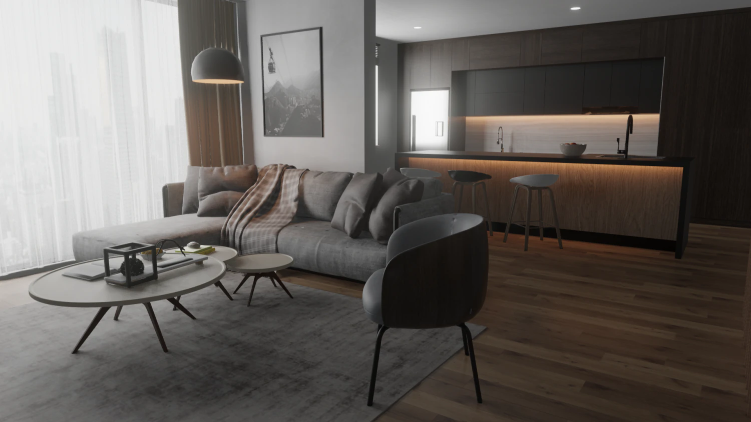 Living room 3D Model .c4d .max .obj .3ds .fbx .stl .blend 