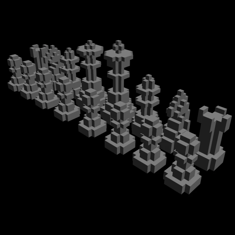 chess 8-bit 3D Model .c4d .max .obj .3ds .fbx .stl .blend 