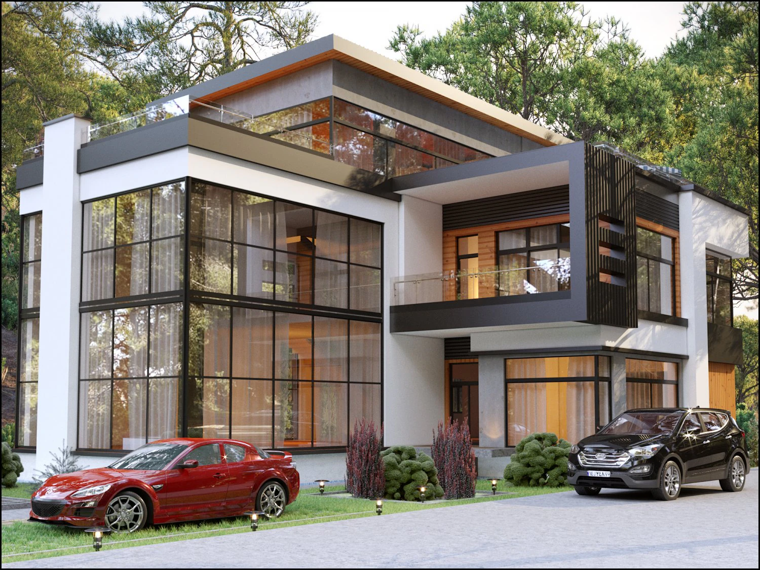 modern exterior villa 3D Model .c4d .max .obj .3ds .fbx .stl .blend 