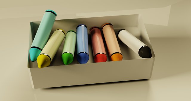 wax crayons low-poly Model 3D .c4d .max .obj .3ds .fbx .stl .blend 