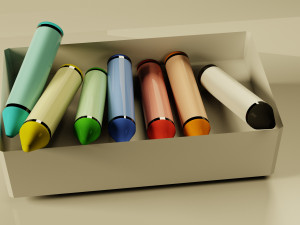 wax crayons low-poly Modello 3D