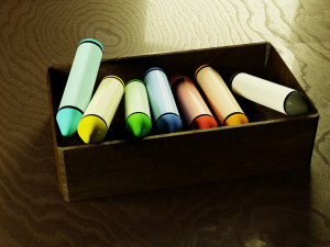 wax crayons low-poly Model 3D
