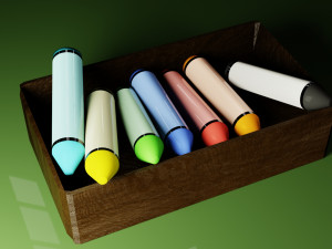 wax crayons low-poly Model 3D
