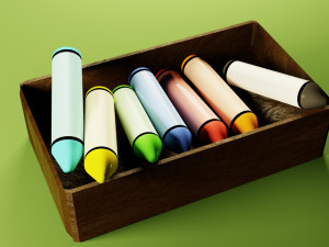 wax crayons low-poly Model 3D