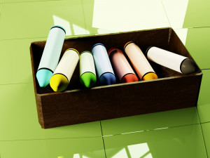 wax crayons low-poly Model 3D