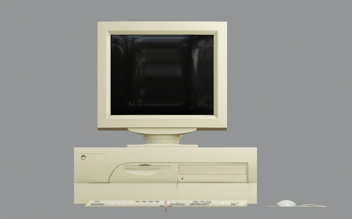 90s desktop computer full set 7 3D Model .c4d .max .obj .3ds .fbx .stl .blend 