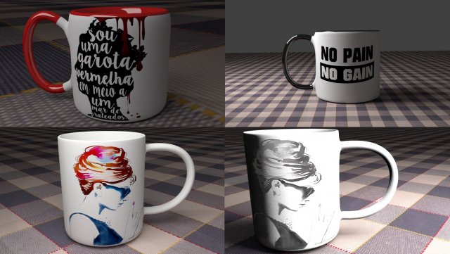 pack of cups 3D Модель .c4d .max .obj .3ds .fbx .stl .blend