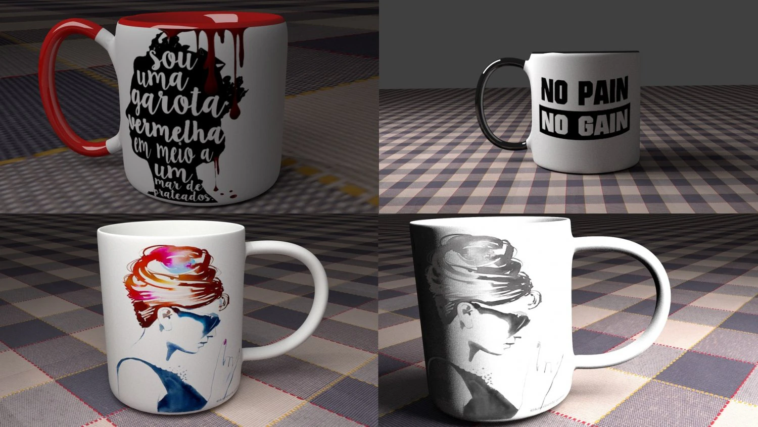 pack of cups 3D Model .c4d .max .obj .3ds .fbx .stl .blend 