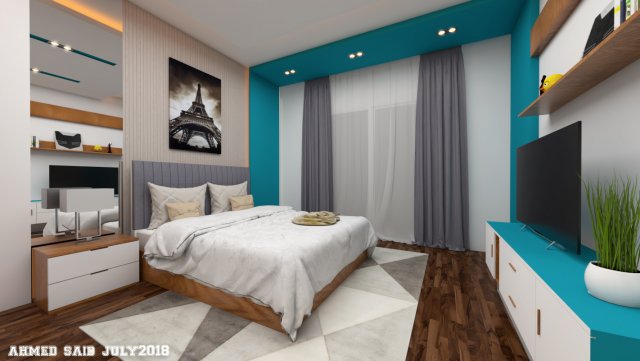 modern bedroom 3d scene 3D-Modell .c4d .max .obj .3ds .fbx .stl .blend 