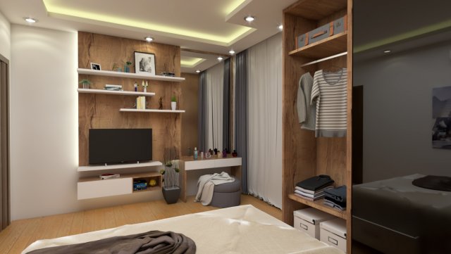 modern master bedroom 3D Модель .c4d .max .obj .3ds .fbx .stl .blend