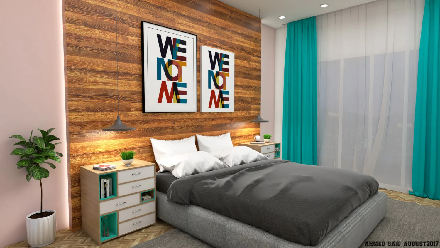 contemporary bedroom interior scene 3D Model .c4d .max .obj .3ds .fbx .stl .blend