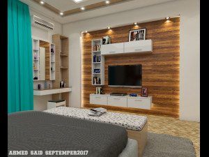 contemporary bedroom interior scene Modelo 3D