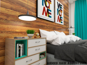 contemporary bedroom interior scene Modelo 3D
