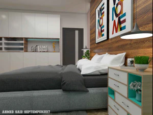 contemporary bedroom interior scene 3D Model