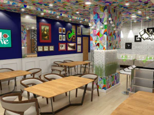 modern end&uuml;striyel kahve d&uuml;kkanı 3d sahne 3D Model