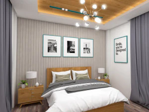 cores claras quarto 3d interior cena Modelo 3D