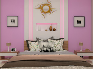 colorful pink bedroom interior Model 3D