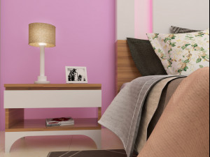 colorful pink bedroom interior Model 3D