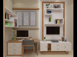 colorful pink bedroom interior Model 3D