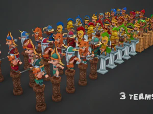 Kriegerrudel dreier St&auml;mme 3D Modell